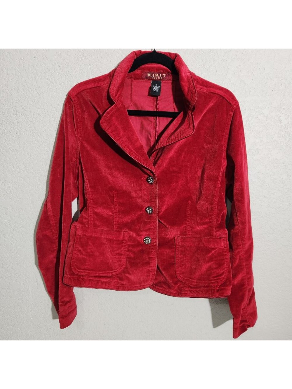 Kikit Jeans Blazer Jacket Cordory Red Velvet Medium